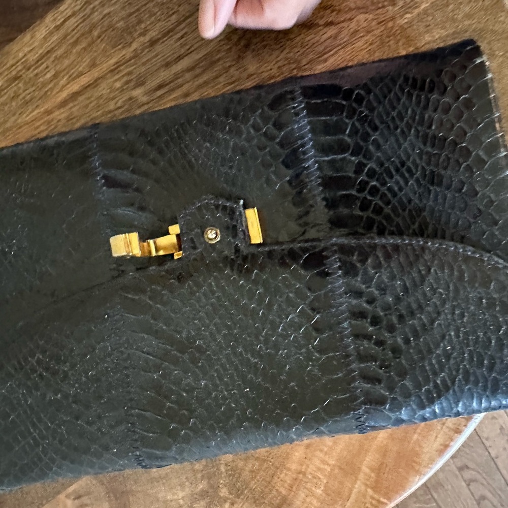 Vintage Python Dark Blue Chain Strap Shoulder Bag - image 8